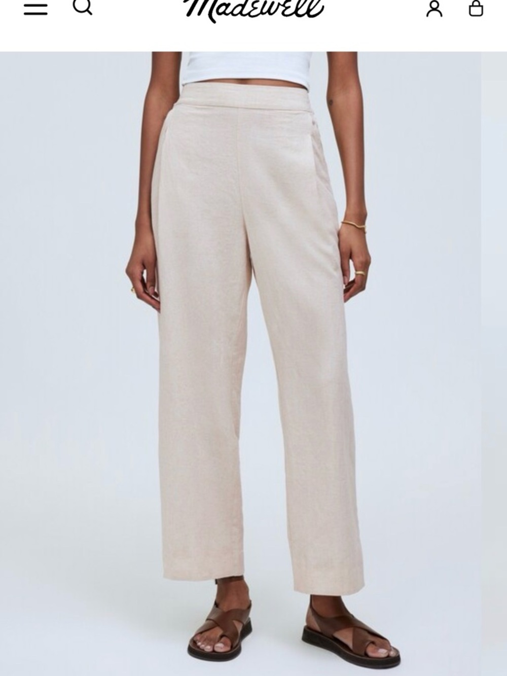 Madewell Linen-Blend High-Rise Wide-Leg Pants — Beige